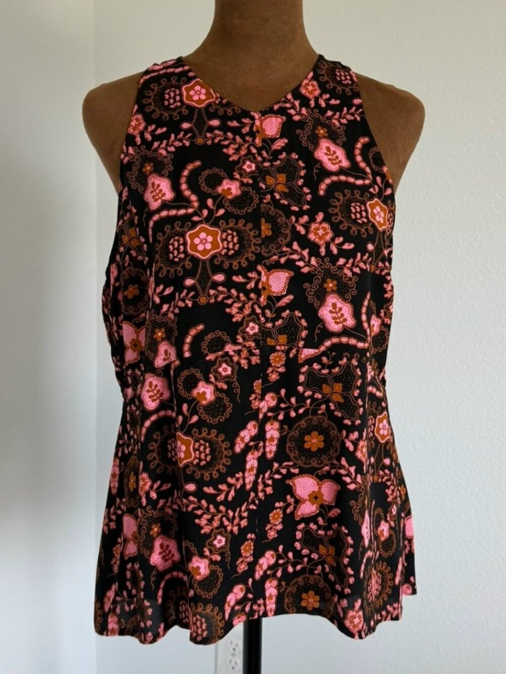 A.L.C. 100% Silk Floral Sleeveless Round Neck Stuart Tank Top Blouse Size 6